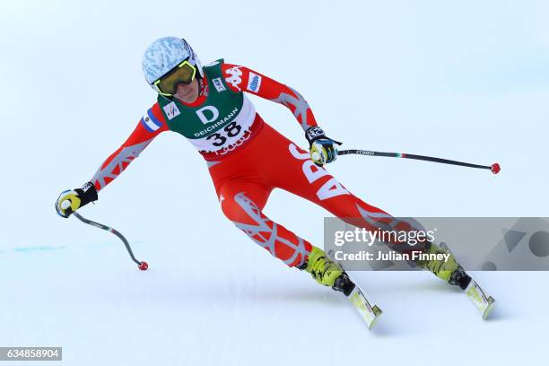 Macarena Simari Birkner of Argentina competes in the Women's Downhill during the FIS Alpine World Ski Championships on February 12, 2017 in St...