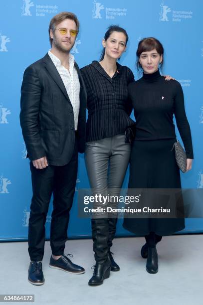Actor Ozgur Cevik, director Ceylan Ozgun Ozcelik and actress Algi Eke attend the 'Inflame' photo call during the 67th Berlinale International Film...