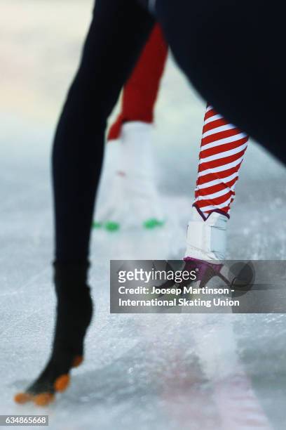 Glove detail in the Ladies 500m qurter final during day two of the ISU World Cup Short Track at Minsk Arena on February 12, 2017 in Minsk, Belarus.