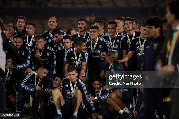 Argentina's team received copper medal, during tournament South American Sub20 played in the stage Olípico Atahualpa, in Quito, February 11, 2017.