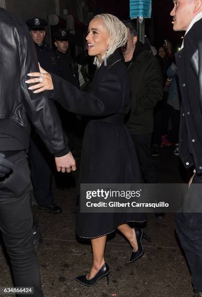 Zoe Kravitz is seen arriving to the Alexander Wang February 2017 fashion show during New York Fashion Week on February 11, 2017 in New York City.