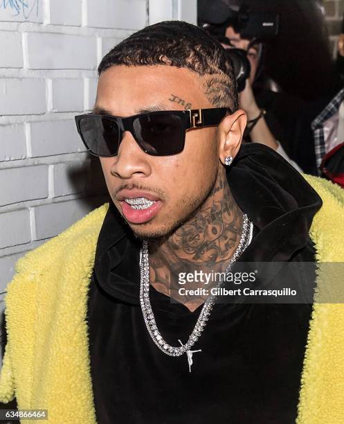 Tyga is seen arriving to the Alexander Wang February 2017 fashion show during New York Fashion Week on February 11, 2017 in New York City.