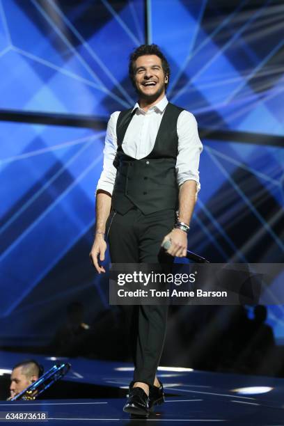 Amir Haddad performs during the "32nd Victoires de la Musique 2017" at Le Zenith on February 10, 2017 in Paris, France.