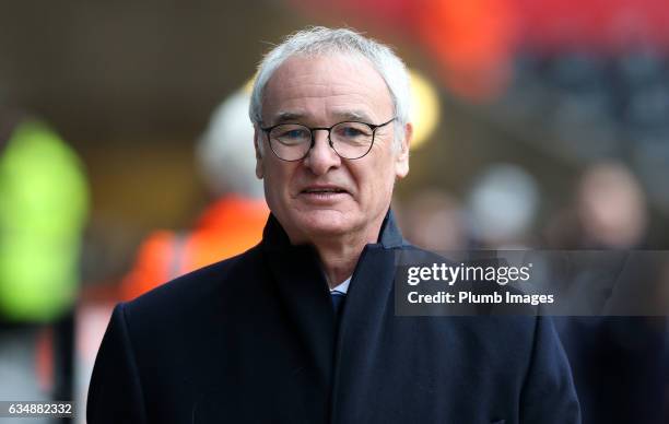 Manager Claudio Ranieri of Leicester City at Liberty Stadium ahead of the Premier League match between Swansea City and Leicester City at Liberty...