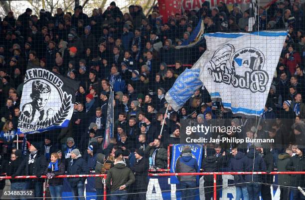 Berlin, GERMANY fans of DSC Armenia Bielefeld during the game between dem 1 FC Union Berlin and DSC Arminia Bielefeld on February 12, 2017 in Berlin,...