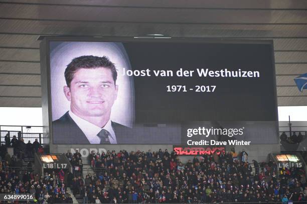 One minute of silence in memory of former South Africa scrum-half Joost van der Westhuizen who died this week during the RBS Six Nations match...