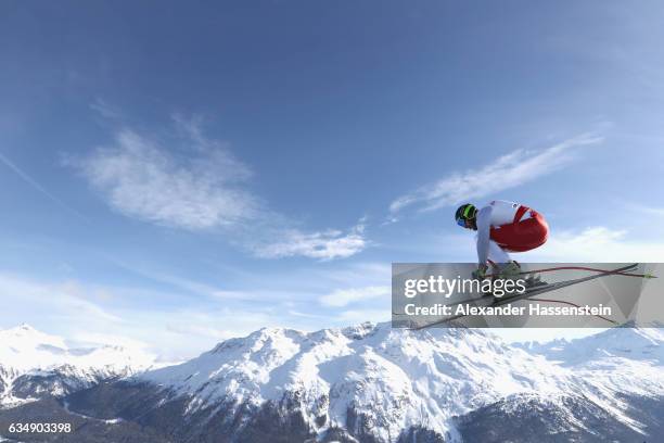 Michal Klusak of Poland competes in the Men's Downhill during the FIS Alpine World Ski Championships on February 12, 2017 in St Moritz, Switzerland.