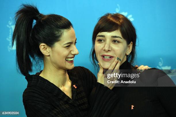 Director Ceylan Ozgun Ozcelik and Actress Algi Eke attend the photocall of "Kaygi / Inflame" during the 67th Berlinale International Film Festival...