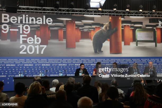 Producer Juan de Dios Larrain, actress Daniela Vega, film director and screenwriter Sebastian Lelio, actor Francisco Reyes and moderator Anatol Weber...