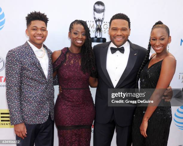 Nathan Anderson, Alvina Stewart, actor Anthony Anderson, and Kyra Anderson arrive at the 48th NAACP Image Awards at Pasadena Civic Auditorium on...