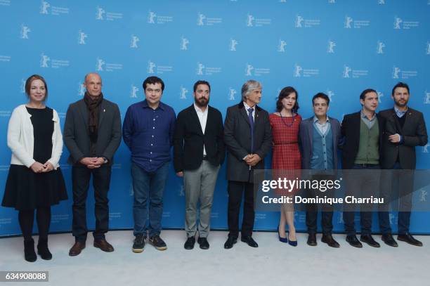 Cast and crew attend the 'A Fantastic Woman' press conference during the 67th Berlinale International Film Festival Berlin at Grand Hyatt Hotel on...