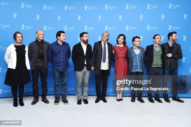 Cast and crew attend the 'A Fantastic Woman' press conference during the 67th Berlinale International Film Festival Berlin at Grand Hyatt Hotel on...