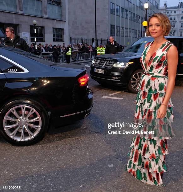 Carmen Ejogo arrives in an Audi at the EE BAFTA Film Awards at the at Royal Albert Hall on February 12, 2017 in London, England.