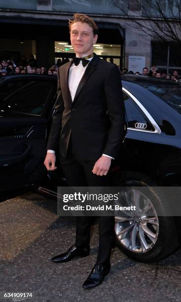 George MacKay arrives in an Audi at the EE BAFTA Film Awards at the at Royal Albert Hall on February 12, 2017 in London, England.