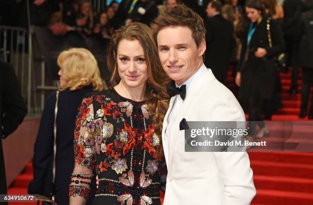 Hannah Bagshawe and Eddie Redmayne attend the 70th EE British Academy Film Awards at Royal Albert Hall on February 12, 2017 in London, England.