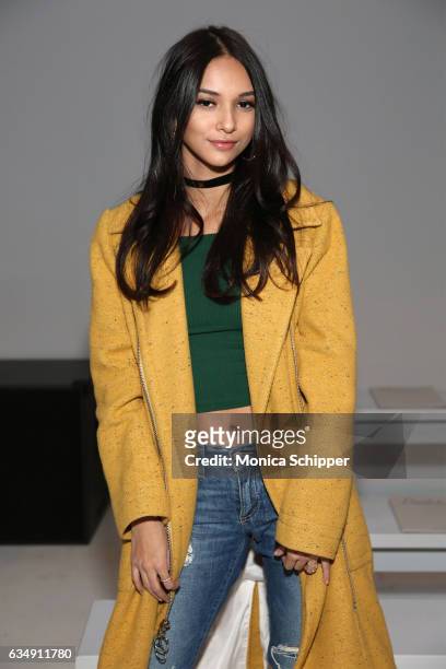 Karina Rae attends the Marcel Ostertag collection during, New York Fashion Week: The Shows at Gallery 3, Skylight Clarkson Sq on February 12, 2017 in...
