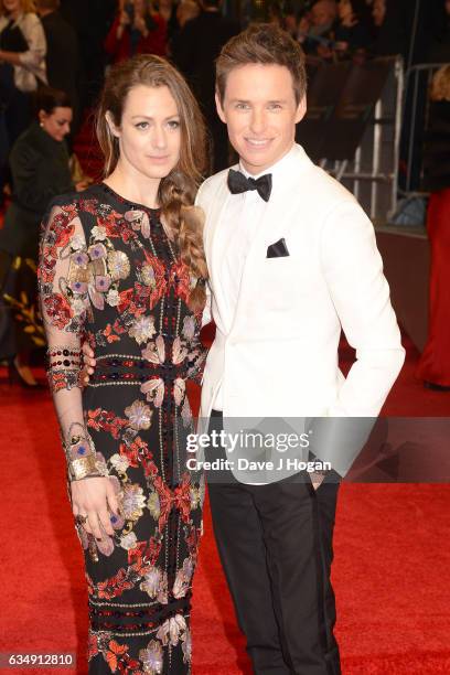 Eddie Redmayne and Hannah Bagshawe attend the 70th EE British Academy Film Awards at Royal Albert Hall on February 12, 2017 in London, England.