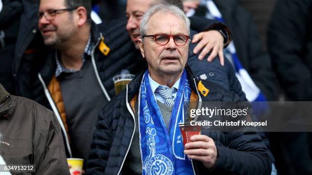 Vice president Bernhard Dietz of Duisburg is seen prior to the Third League match between MSV Duisburg and Preussen Muenster at...