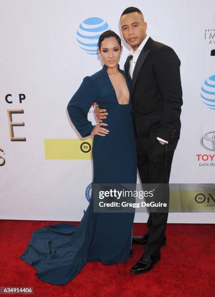 Grace Byers and Trai Byers arrive at the 48th NAACP Image Awards at Pasadena Civic Auditorium on February 11, 2017 in Pasadena, California.