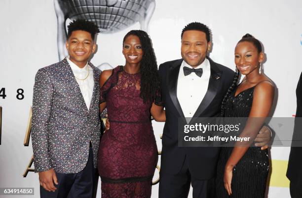 Nathan Anderson, Alvina Stewart, actor Anthony Anderson and Kyra Anderson arrive at the 48th NAACP Image Awards at Pasadena Civic Auditorium on...