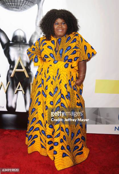 Actress Gabourey Sidibe arrives at the 48th NAACP Image Awards at Pasadena Civic Auditorium on February 11, 2017 in Pasadena, California.