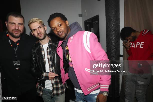 Rob Stone, A-Trak, and BJ The Chicago Kid attend The FADER x Mastercard Present Charli XCX, BJ The Chicago Kid And A-Trak In Concert on February 11,...