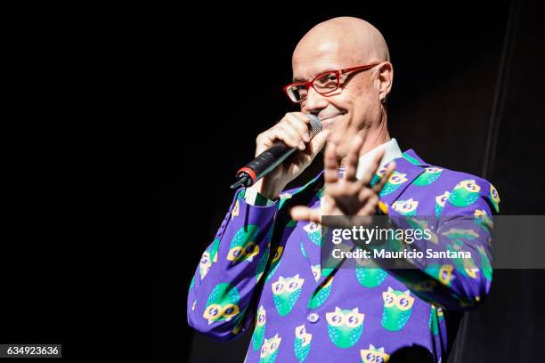 Marcos Cabelo from Universo Casuo Grand Espectacle du Cirque perform on stage at Citibank Hall on February 10, 2017 in Sao Paulo, Brazil.