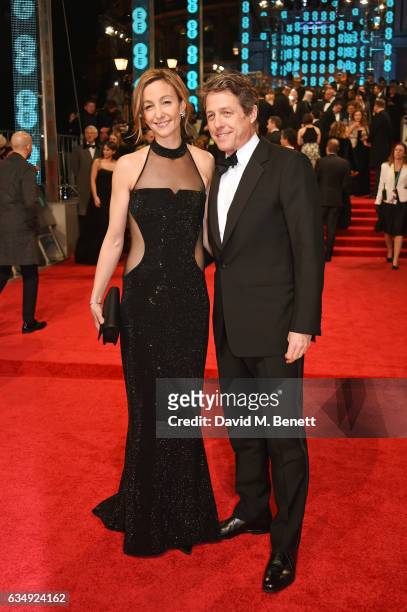 Hugh Grant and Anna Elisabet Eberstein attendsthe 70th EE British Academy Film Awards at Royal Albert Hall on February 12, 2017 in London, England.