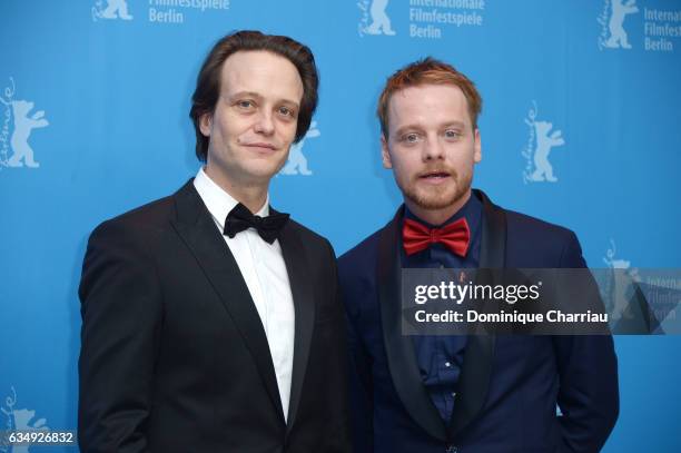 Actor August Diehl andf actor Stefan Konarske attend the 'The Young Karl Marx' photo call during the 67th Berlinale International Film Festival...