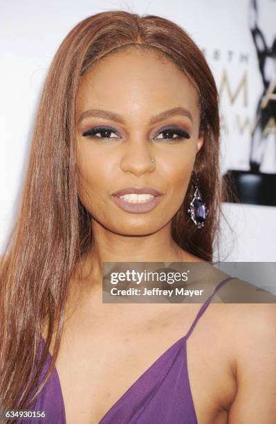 Actress Sierra McClain arrives at the 48th NAACP Image Awards at Pasadena Civic Auditorium on February 11, 2017 in Pasadena, California.