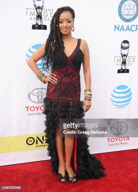 Jennia Fredrique arrives at the 48th NAACP Image Awards at Pasadena Civic Auditorium on February 11, 2017 in Pasadena, California.