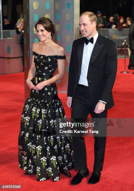 Catherine, Duchess of Cambridge and Prince William, Duke of Cambridge attend the 70th EE British Academy Film Awards at the Royal Albert Hall on...