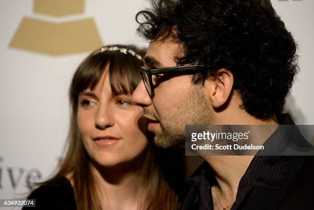 Actress Lena Dunham and musician Jack Antonoff attend the 2017 Pre-GRAMMY Gala And Salute to Industry Icons Honoring Debra Lee at The Beverly Hilton...