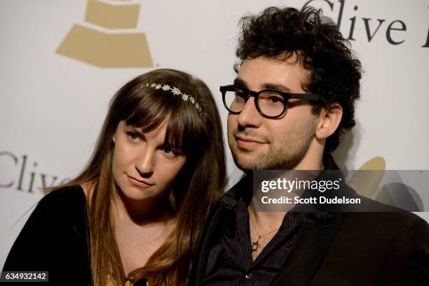 Actress Lena Dunham and musician Jack Antonoff attend the 2017 Pre-GRAMMY Gala And Salute to Industry Icons Honoring Debra Lee at The Beverly Hilton...