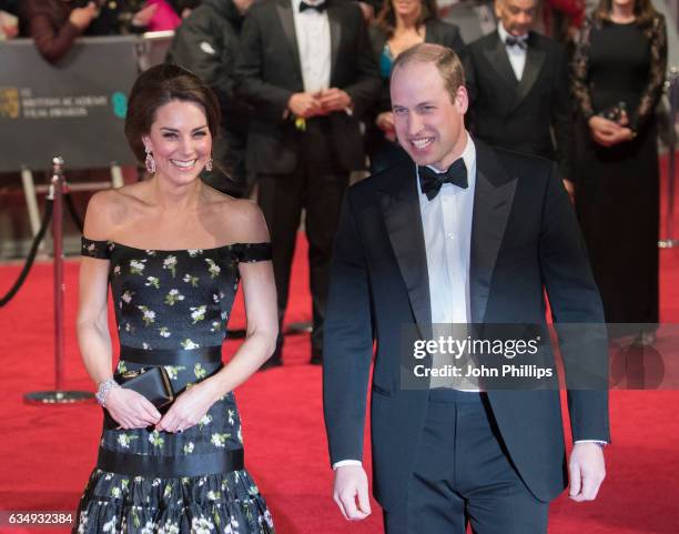 Catherine, Duchess of Cambridge and Prince William, Duke of Cambridge attends the 70th EE British Academy Film Awards at Royal Albert Hall on...