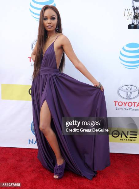 Actress Sierra McClain arrives at the 48th NAACP Image Awards at Pasadena Civic Auditorium on February 11, 2017 in Pasadena, California.