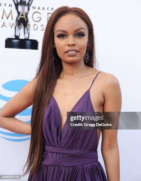 Actress Sierra McClain arrives at the 48th NAACP Image Awards at Pasadena Civic Auditorium on February 11, 2017 in Pasadena, California.