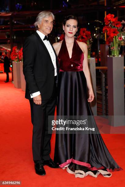 Actor Francisco Reyes and actress Daniela Vega attend the 'A Fantastic Woman' premiere during the 67th Berlinale International Film Festival Berlin...