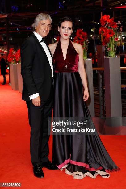 Actor Francisco Reyes and actress Daniela Vega attend the 'A Fantastic Woman' premiere during the 67th Berlinale International Film Festival Berlin...