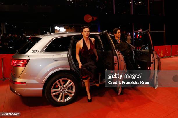 Actress Daniela Vega arrives at the 'A Fantastic Woman' premiere during the 67th Berlinale International Film Festival Berlin at Berlinale Palace on...