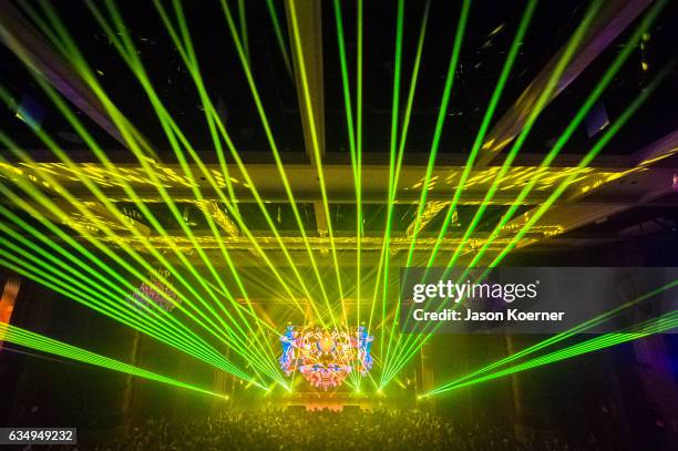 Excision performs on stage at Fillmore Miami Beach on February 11, 2017 in Miami Beach, Florida.