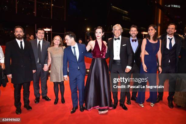 Producer Pablo Larrain, Screenwriter Gonzalo Maza and a guest, Film director and screenwriter Sebastian Lelio, actress Daniela Vega and Actor...