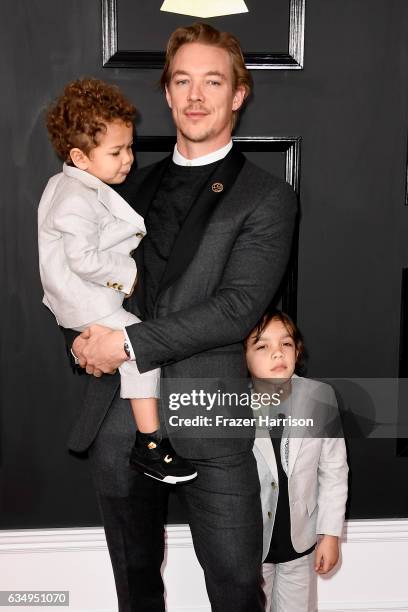 Producer Diplo and sons attend The 59th GRAMMY Awards at STAPLES Center on February 12, 2017 in Los Angeles, California.