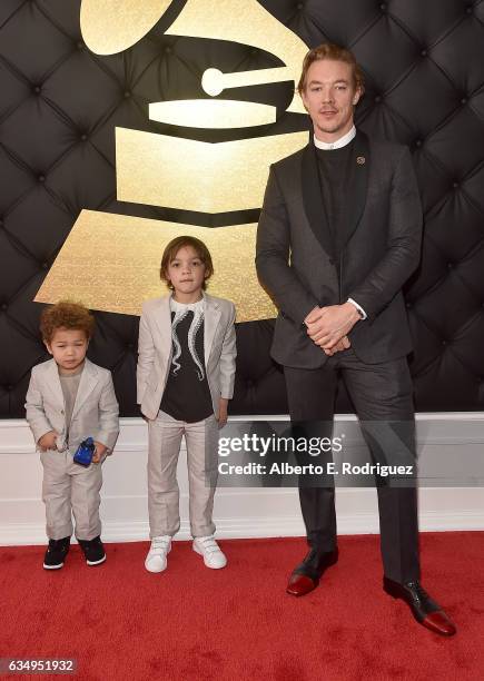 Lazer Pentz, Lockett Pentz and Father/Musician/Producer Diplo attend The 59th GRAMMY Awards at STAPLES Center on February 12, 2017 in Los Angeles,...