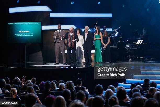 Producers Robert Glasper and Steve Berkowitz accept the Best Compilation Soundtrack for Visual Media award for 'Miles Ahead' onstage at the Premiere...