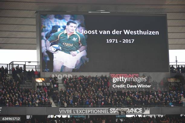 One minute of silence in memory of former South Africa scrum-half Joost van der Westhuizen who died this week during the RBS Six Nations match...