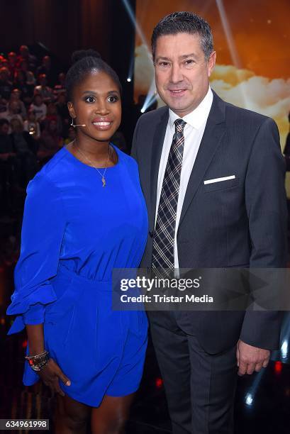 Motsi Mabuse and Joachim Llambi attend the 'Klein gegen Gross' TV Show on February 12, 2017 in Berlin, Germany.