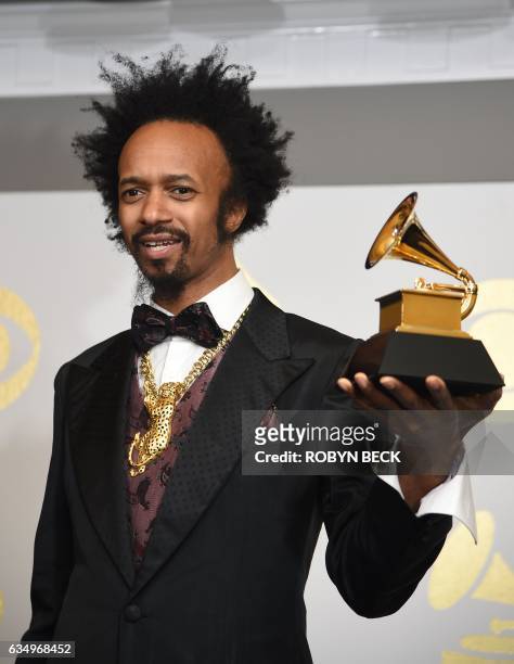 Singer-songwriter Fantastic Negrito poses with the Best Contemporary Blues Album Grammy, for "The Last Days Of Oakland," in the press room during the...