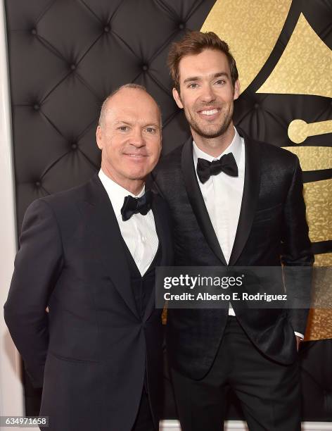 Actor/Dad Michael Keaton and Songwriter/Son Sean Douglas attend The 59th GRAMMY Awards at STAPLES Center on February 12, 2017 in Los Angeles,...