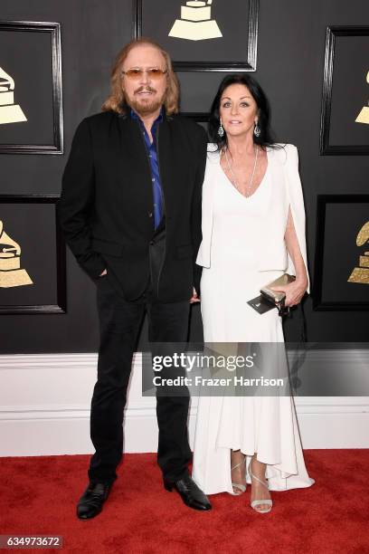 Singer Barry Gibb and Linda Gray attend The 59th GRAMMY Awards at STAPLES Center on February 12, 2017 in Los Angeles, California.